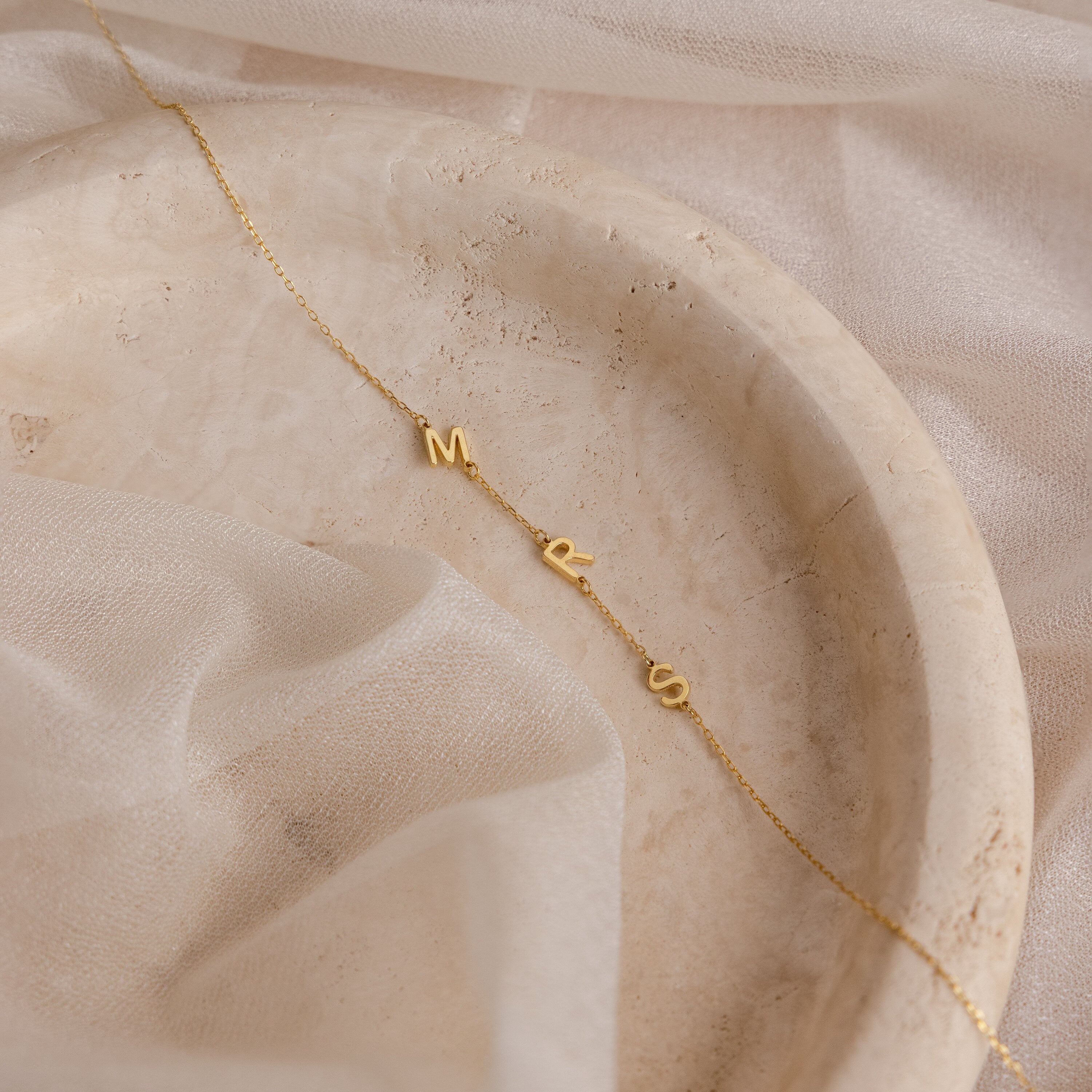 Sideways Initial Necklace 18K Gold